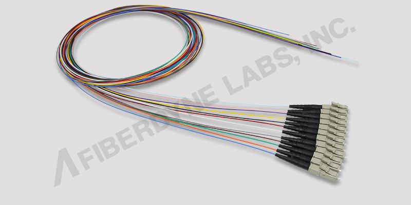 50/125 OM2 12 Pack, Color Coded Assemblies, 900um Pigtail, 12 Fiber Multimode 900 Micron LC-Pigtail