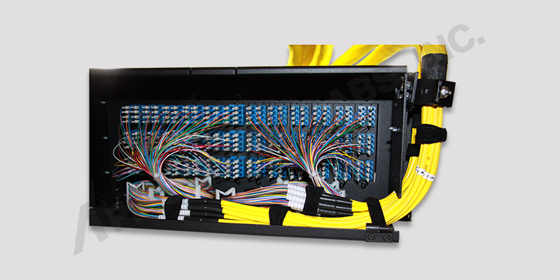 Back of Pre-Assembled 144 Port Rack Mount Termination Box with Splicing & Pigtails