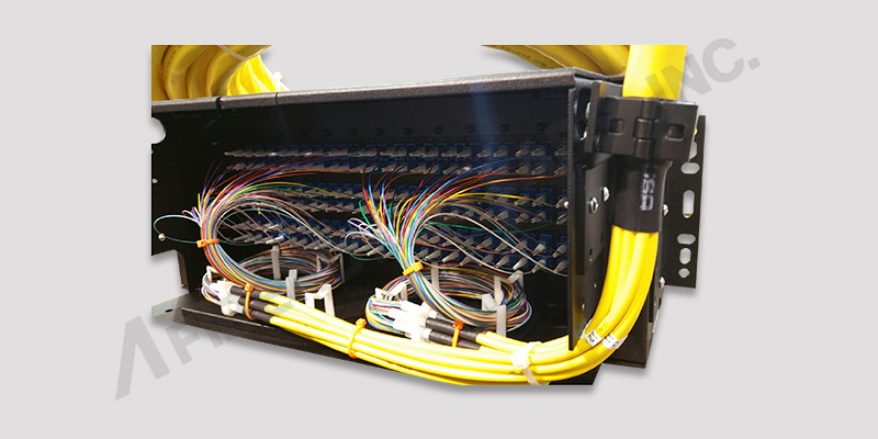 Back of 144 Port Rackmount 4U High Termination Box with Splicing and Pigtails