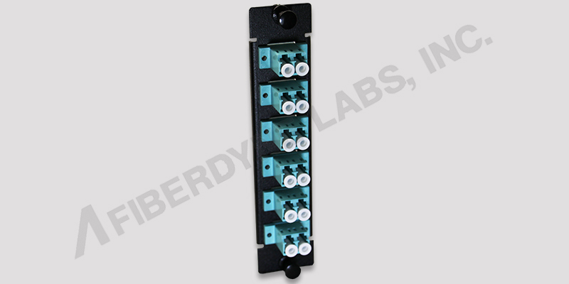 6 Position LC Panel, Pre-Loaded with 6 Duplex LC Aqua Adapters