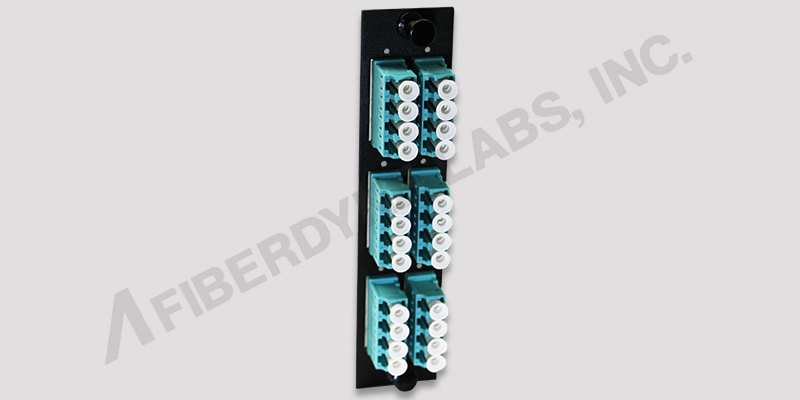 6 Position LC Adapter Panel, Pre-Loaded with 6 Quad LC Aqua Adapters