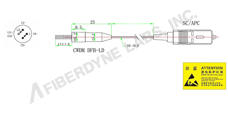 Drawing of CWDM Coaxial Laser Diode